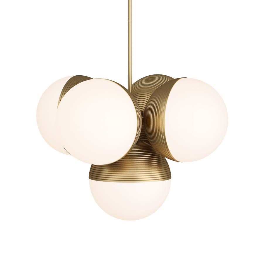 Photos - Chandelier / Lamp Arteriors DMC14 Baptiste 5 Light 30" Wide Chandelier Antique Brass / Opal Glass Indoor Lighting Chandeliers