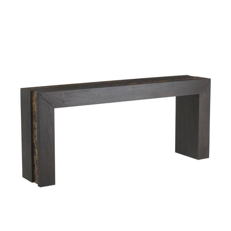Photos - Sofa Kingston Arteriors FLI16 78" Wide Wood Table Umber Wood / Faux Horn Indoor Furniture Tables Console/