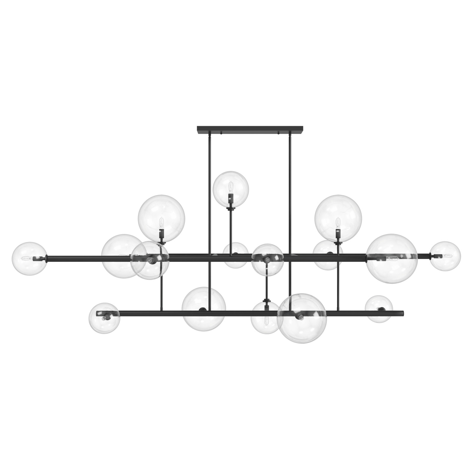Photos - Chandelier / Lamp Avenue Lighting HF4216 Delilah 16 Light 84" Wide Abstract Chandelier with Clear Glass Shades Black / Clear Glass Indoor Ligh
