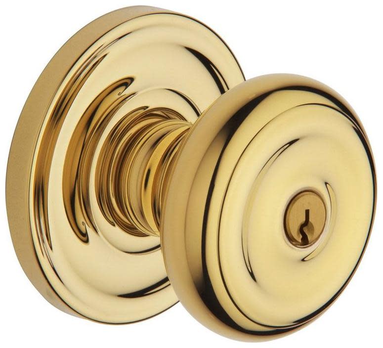 Photos - Door Handle Classic Baldwin Colonial Style Single Cylinder Keyed Entry Door Knobset with  Rosette - Non-Lacquered Brass - 5213031ENTR 521 