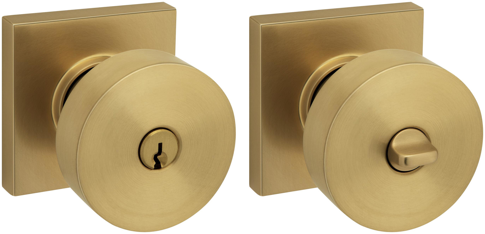 Baldwin 5250.ENTR Contemporary Single Cylinder Keyed Entry Door Knob Set with Square Rose and Emergency Exit Function Vintage Brass Door Hardware Door