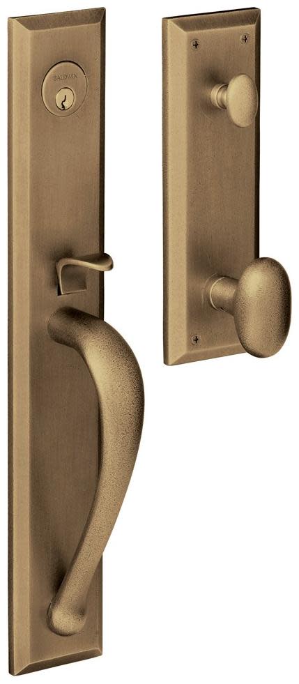 Photos - Interior Door A&D Baldwin 6403.ENTR Cody Style Full Escutcheon Single Cylinder Handleset with Interior Oval Knob Satin Brass and Black Door Ha 