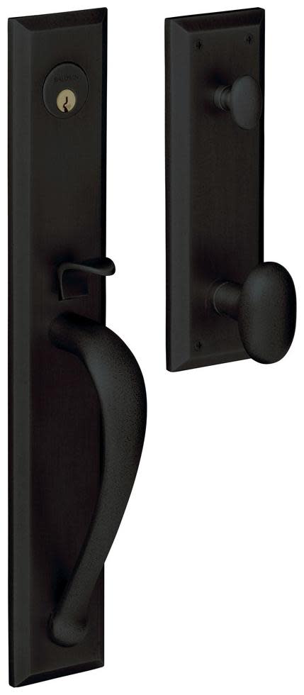 Photos - Interior Door Hardware Baldwin 6403.ENTR Cody Style Full Escutcheon Single Cylinder Handleset with Interior Oval Knob Satin Black Door  Han 