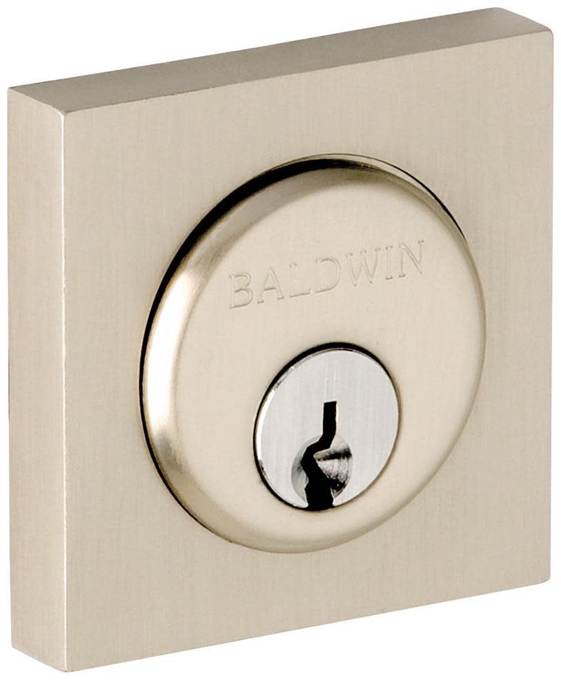 Photos - Door Lock COLLAR Baldwin 6743 Contemporary Square Cylinder Trim Lifetime Satin Nickel Hardware Accessories and Parts Door Cylinder Par