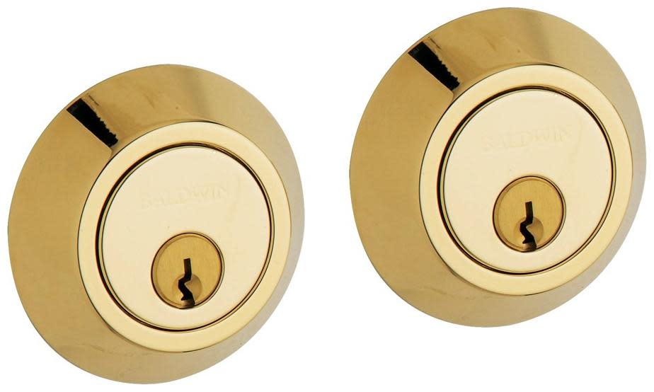 Baldwin 8242 Contemporary Double Cylinder Deadbolt Lifetime Polished Brass Door Hardware Deadbolts Keyed Entry Deadbolts