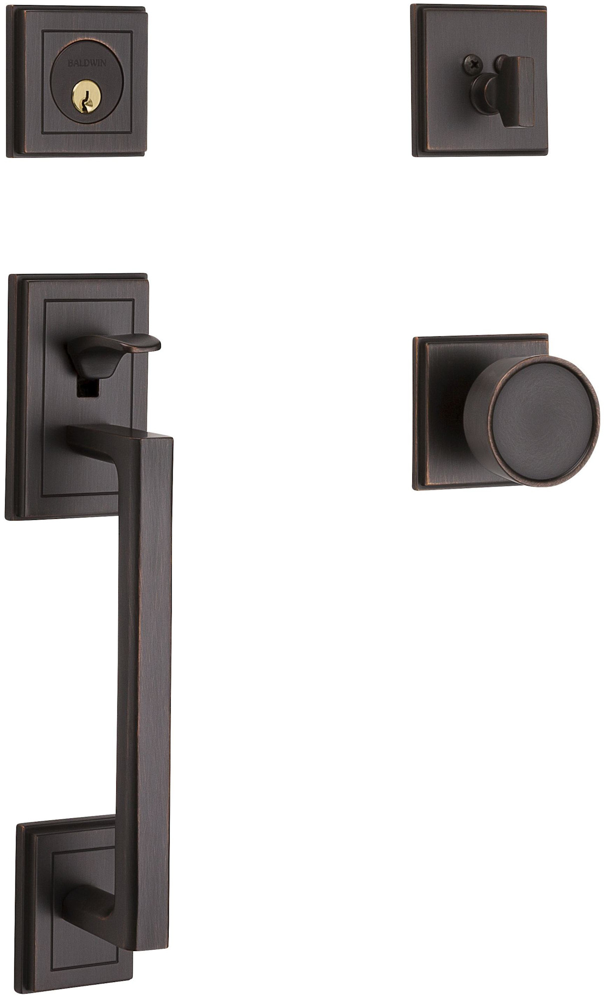 Photos - Interior Door Hollywood Baldwin 85310.ENTR  Hills Sectional Single Cylinder Door Handleset with Interior K008 Knob and Emergency Egress Fun 
