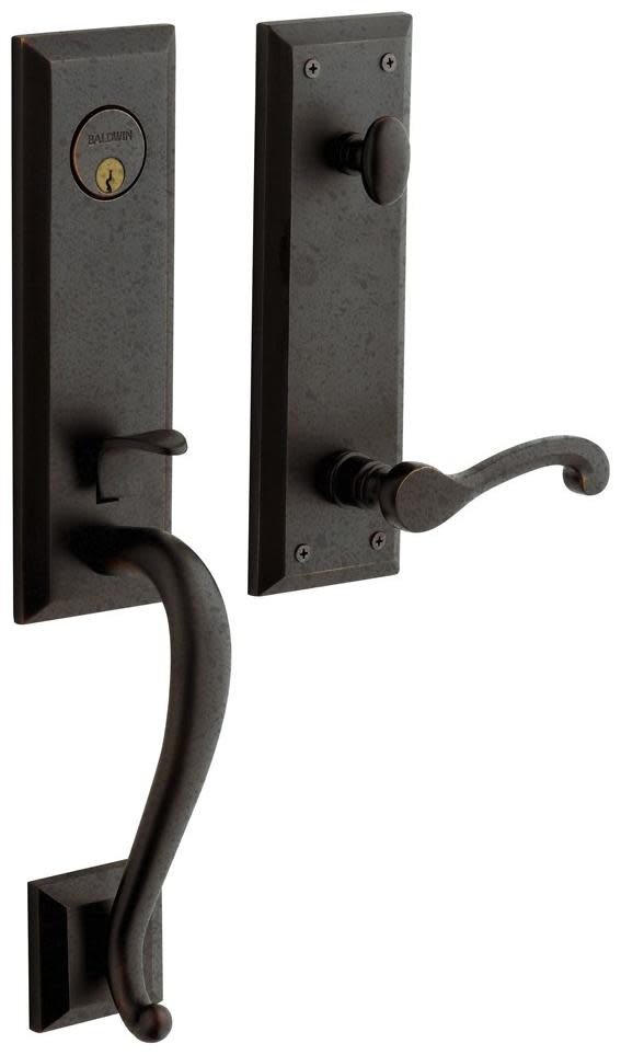 Baldwin 85355.RFD Right Handed Stonegate Dummy Set Handleset with Classic Interior Lever Distressed Oil Rubbed Bronze Door Hardware Handlesets Dummy