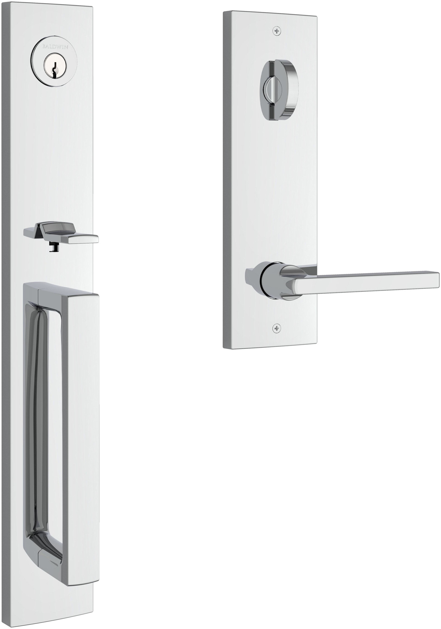 Photos - Interior Door Santa Cruz Baldwin EE.SANxSQU.R.CQE  Full Plate Single Cylinder Keyed Entry Handleset with Interior Square Lever and Emergenc 
