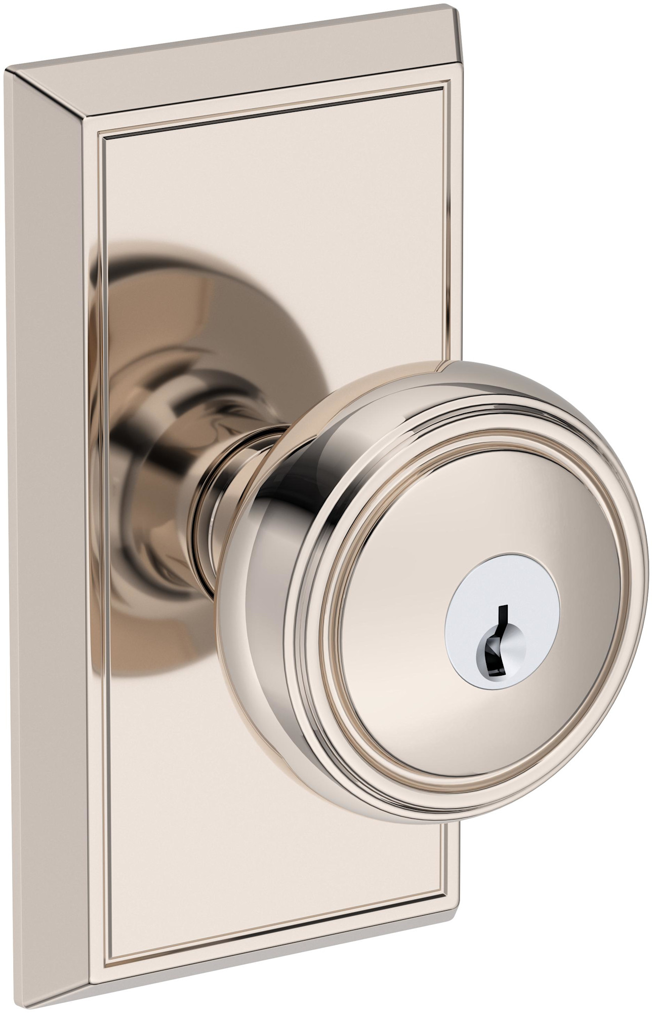 Photos - Door Handle Rose Baldwin EN.BRE.HFR Bremerton Single Cylinder Keyed Entry Door Knob Set with Chamfered 5"  from the Reserve Collection Li 