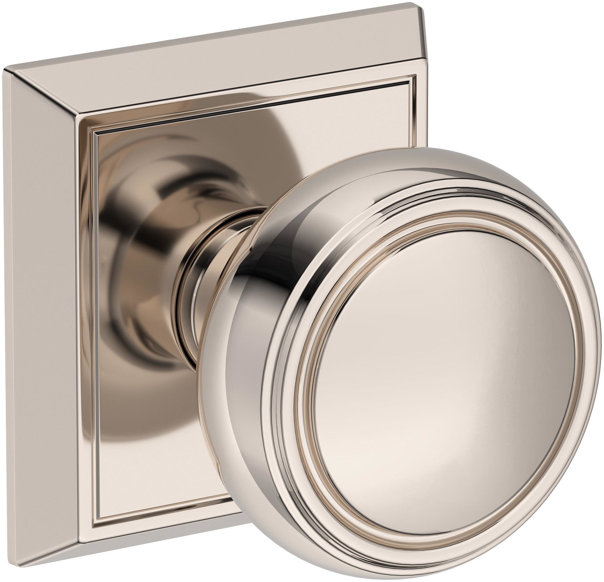 Photos - Door Handle Rose Baldwin FD.BRE.CHR Bremerton Non-Turning Two-Sided Dummy Door Knob Set with Chamfered Square  from the Reserve Collectio 