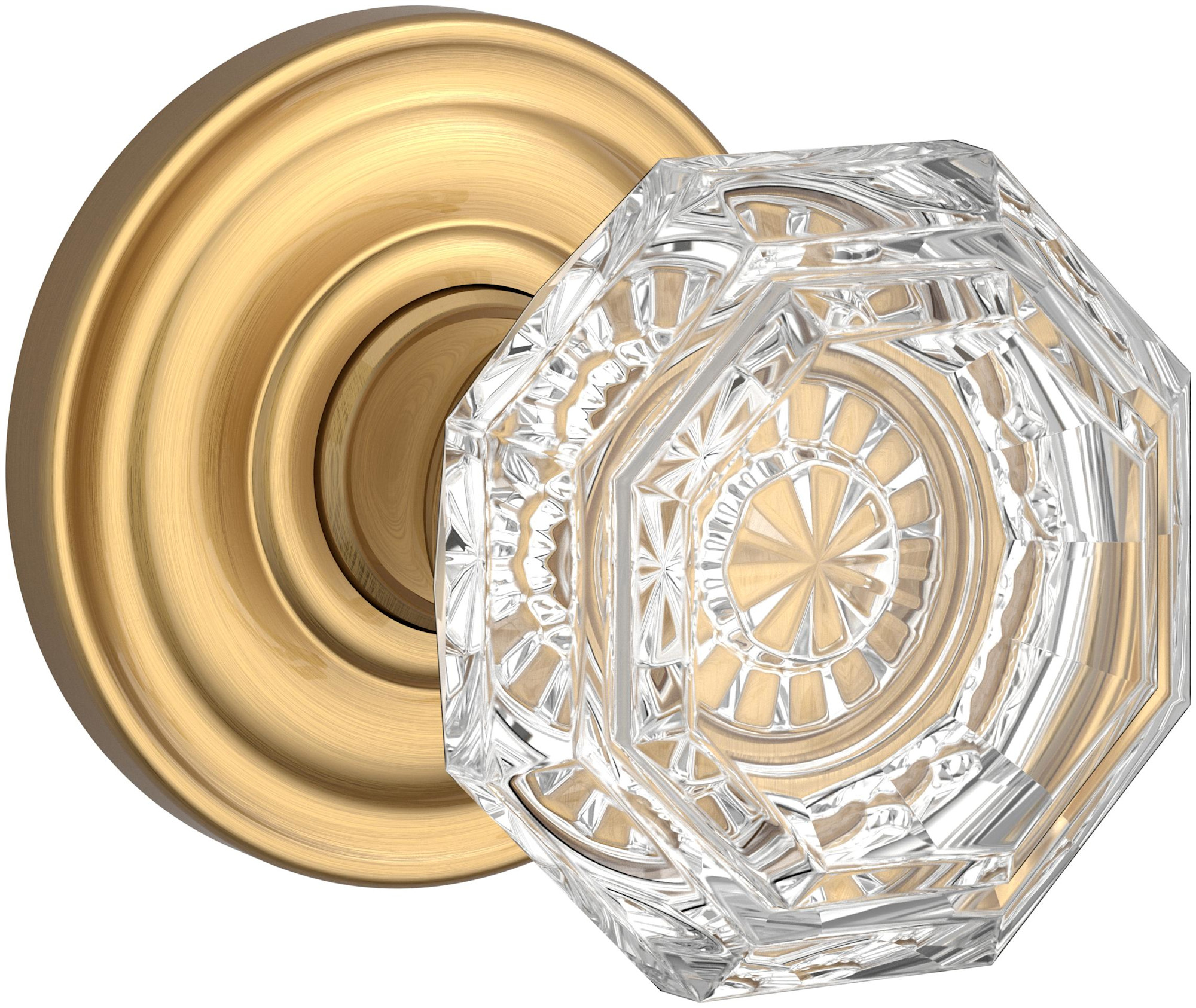Photos - Door Handle CRYSTAL Baldwin FD.CRY.TRR  Non-Turning Two-Sided Dummy Door Knob Set with Round Rose Lifetime Satin Brass Door Hardware Door 