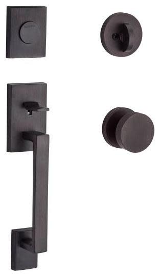 Baldwin FD.LAJxCON.CRR.THK La Jolla Dummy Handleset with Modern Knob and Modern Round Interior Trim for Thick Doors Venetian Bronze Door Hardware