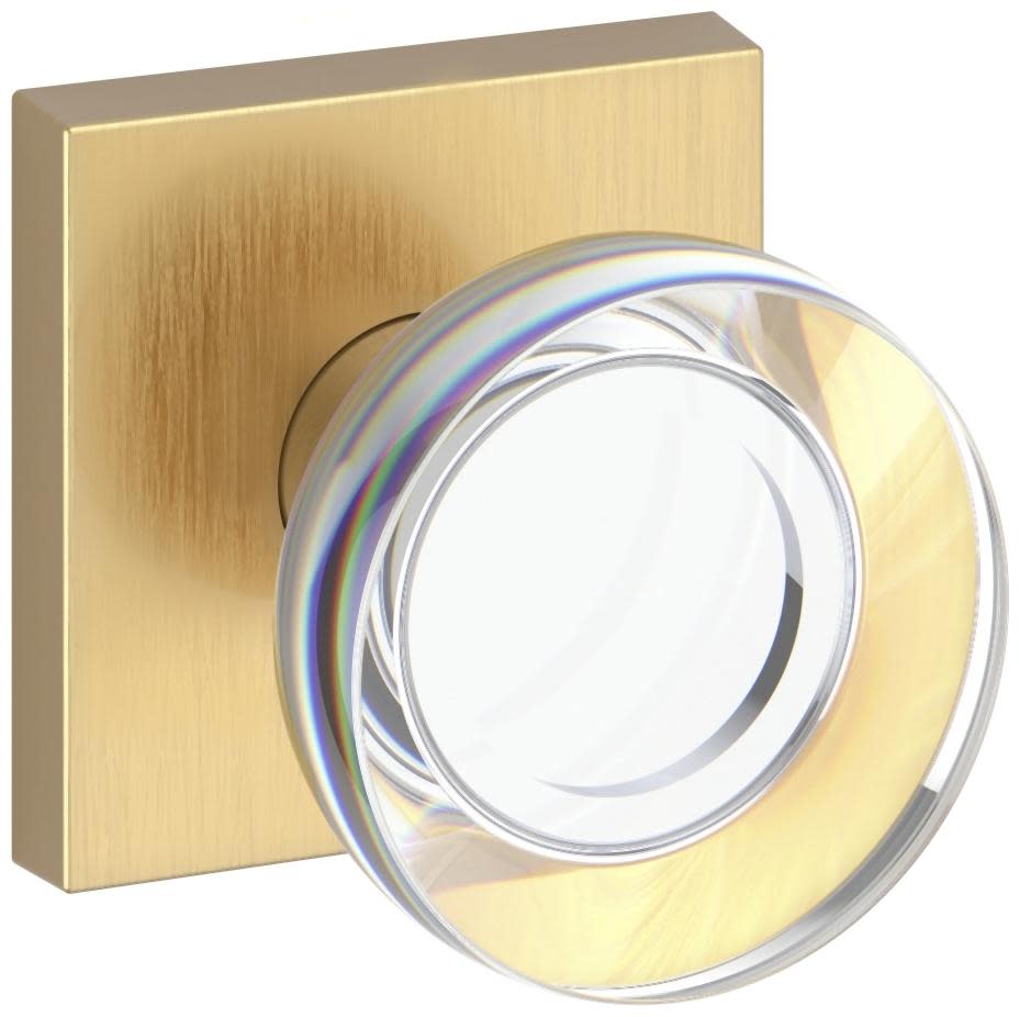 Photos - Door Handle Baldwin HD.CCY.CSR Contemporary Crystal Non-Turning One-Sided Dummy Door Knob with Contemporary Square Rose from the Reserve
