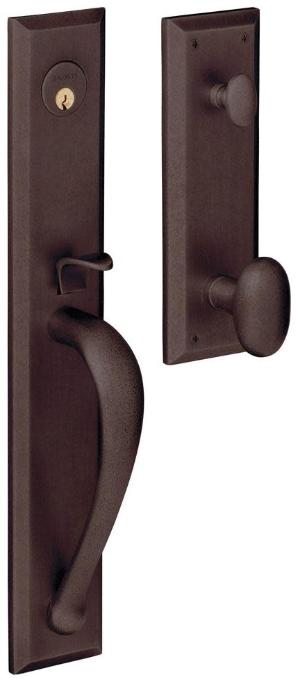 Baldwin M504.FD Cody Dummy Entrance Handleset Trim Set with 5432 Estate Collection Knob Distressed Oil Rubbed Bronze Door Hardware Mortise Locks Dummy