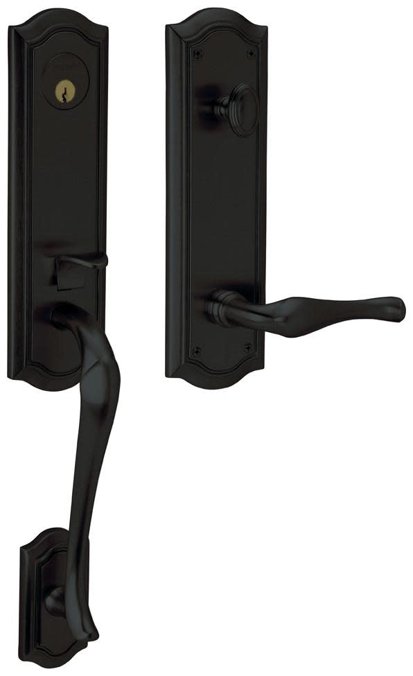 Baldwin M522.RFD Bethpage Right Hand Dummy Entrance Handleset Trim Set with 5447 Estate Collection Lever Satin Black Door Hardware Mortise Locks Dummy