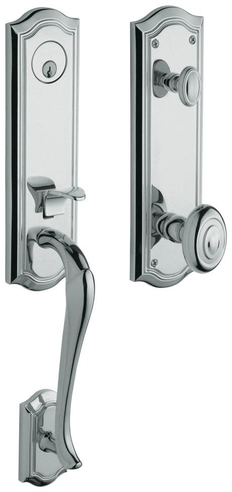 Baldwin M522.FD Bethpage Dummy Entrance Handleset Trim Set with 5437 Estate Collection Knob Polished Chrome Door Hardware Mortise Locks Dummy Mortise
