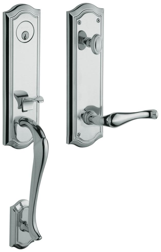 Baldwin M522.RFD Bethpage Right Hand Dummy Entrance Handleset Trim Set with 5447 Estate Collection Lever Polished Chrome Door Hardware Mortise Locks