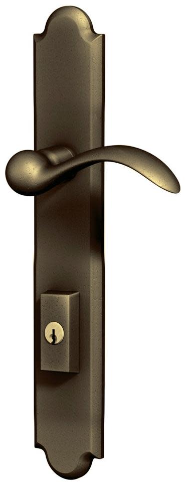 Baldwin MP016.ACT3 Boulder Door Configuration 3 Keyed Entry Multi Point Trim Lever Set with American Cylinder Below Handle Satin Brass and Black Door