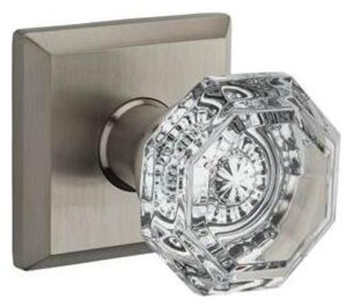 Photos - Door Handle CRYSTAL Baldwin  Privacy Door Knobset with Traditional Square Trim - Satin Nickel - PVCRYTSR150 PVCRYTSR150 