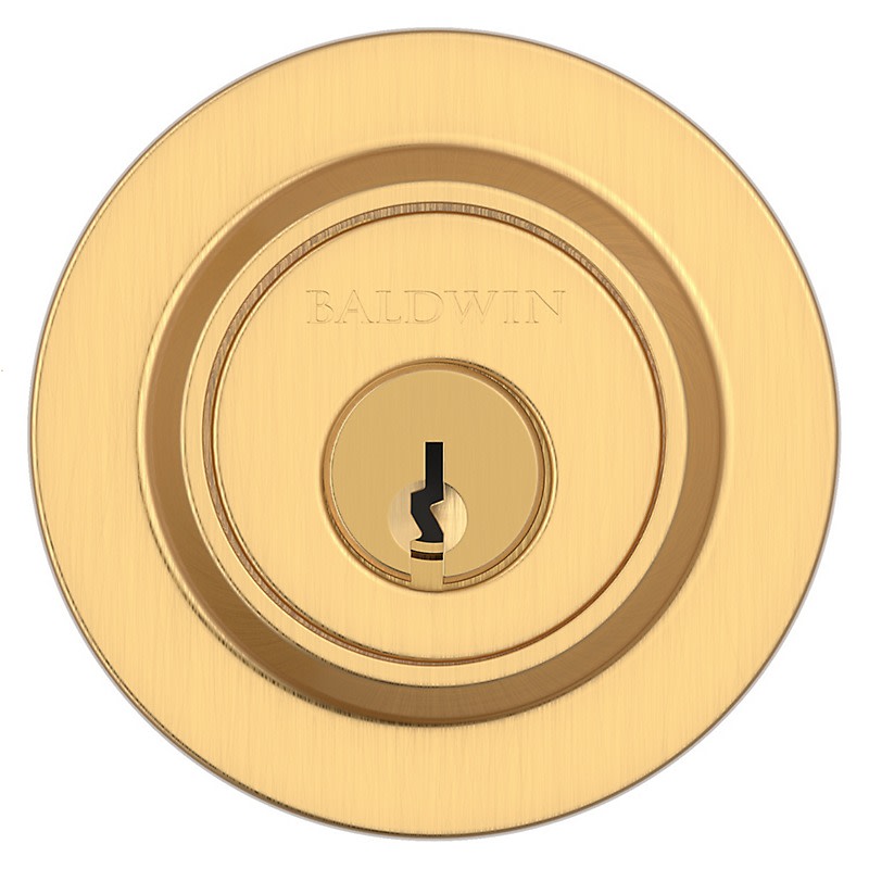 Photos - Door Lock Round Baldwin SC.CRD Contemporary  Single Cylinder Keyed Entry Deadbolt Lifetime Satin Brass Door Hardware Deadbolts Keyed En 