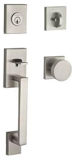 Baldwin SC.LAJxCON.CSR.SMT La Jolla SmartKey Single Cylinder Keyed Entry Handleset with Modern Knob and Modern Square Interior Trim from the Reserve