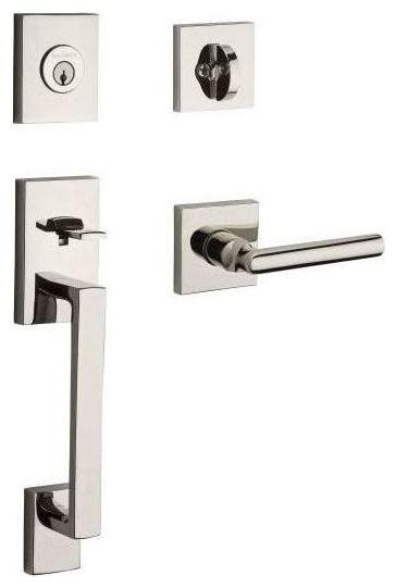 Baldwin SC.LAJXTUB.R.CSR.SMT La Jolla SmartKey Single Cylinder Keyed Entry Handleset with Tube Lever and Contemporary Square Interior Trim from the