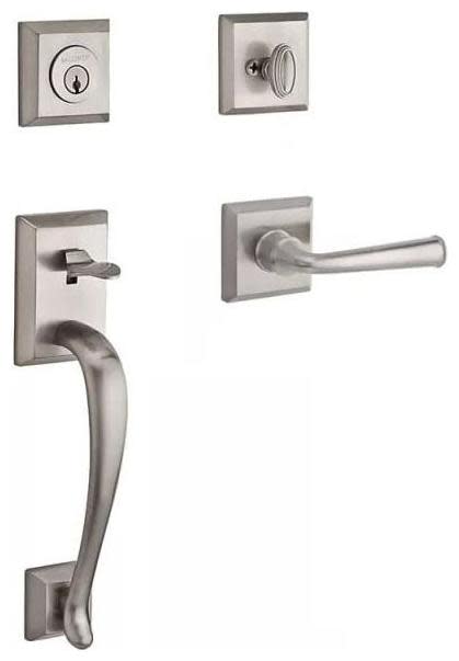 Photos - Interior Door Baldwin SC.NAPXFED.R.TSR Napa Sectional Single Cylinder Keyed Entry Handleset with Interior Federal Lever Satin Nickel Door