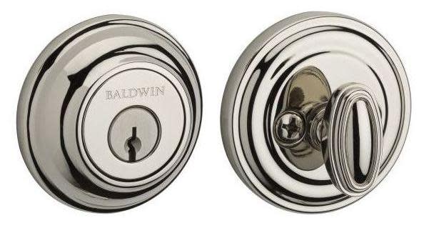Photos - Door Lock Round Baldwin SC.TRD Traditional  Single Cylinder Keyed Entry Deadbolt Lifetime Polished Nickel Door Hardware Deadbolts Keyed 