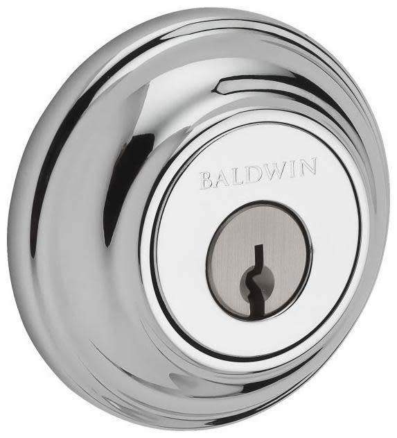 Baldwin SC.TRD.SMT Traditional Round SmartKey Single Cylinder Keyed Entry Deadbolt Polished Chrome Door Hardware Deadbolts Keyed Entry Deadbolts