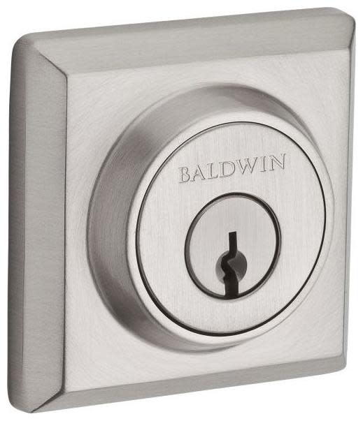 Baldwin SC.TSD.SMT Traditional Square SmartKey Single Cylinder Keyed Entry Deadbolt Satin Nickel Door Hardware Deadbolts Keyed Entry Deadbolts