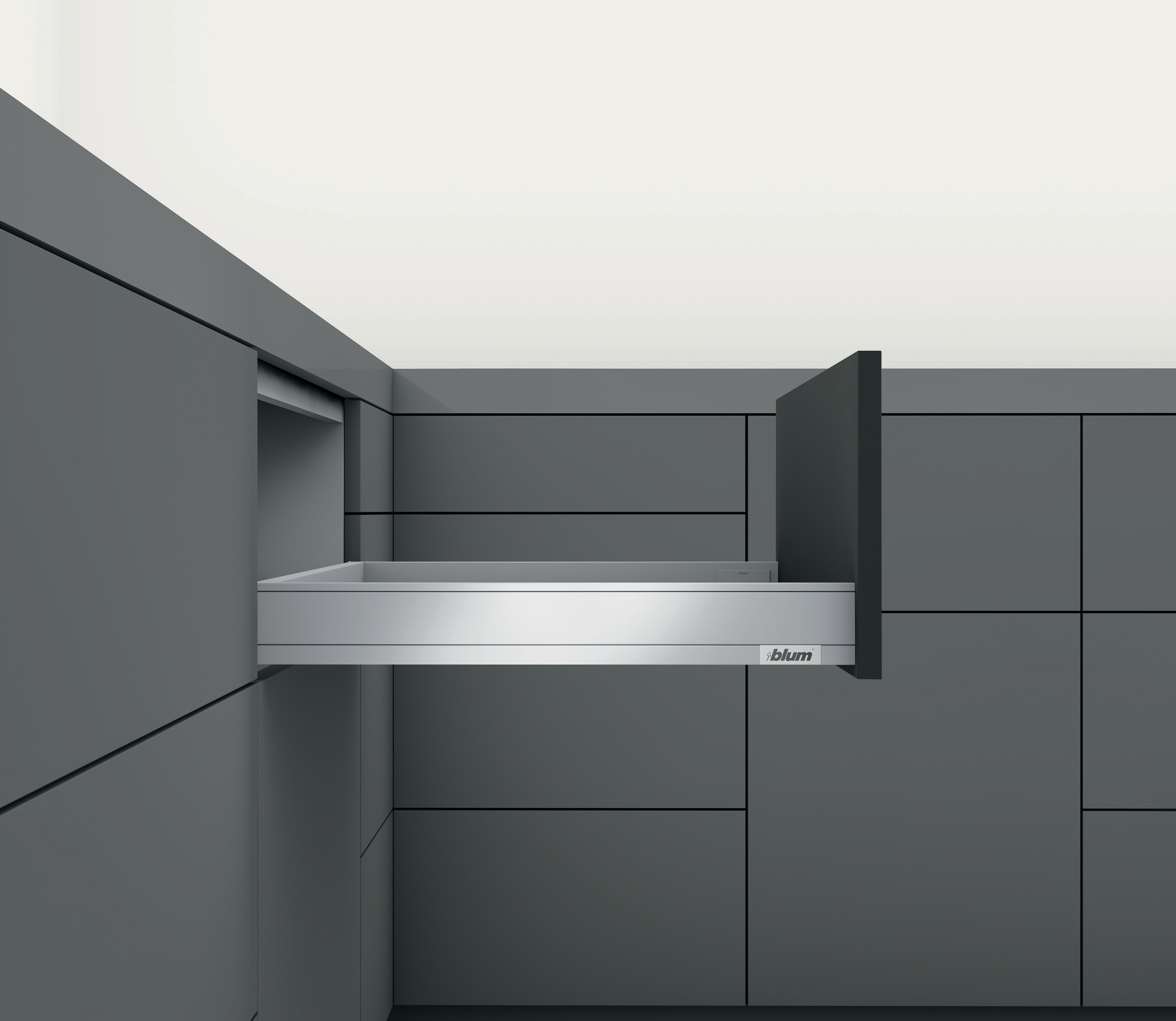 Blum 770N55S0S LEGRABOX 22" L x 2-5/8" H Full Extension Concealed Drawer System Kit Brushed Stainless Steel Drawer Slides Drawer Systems