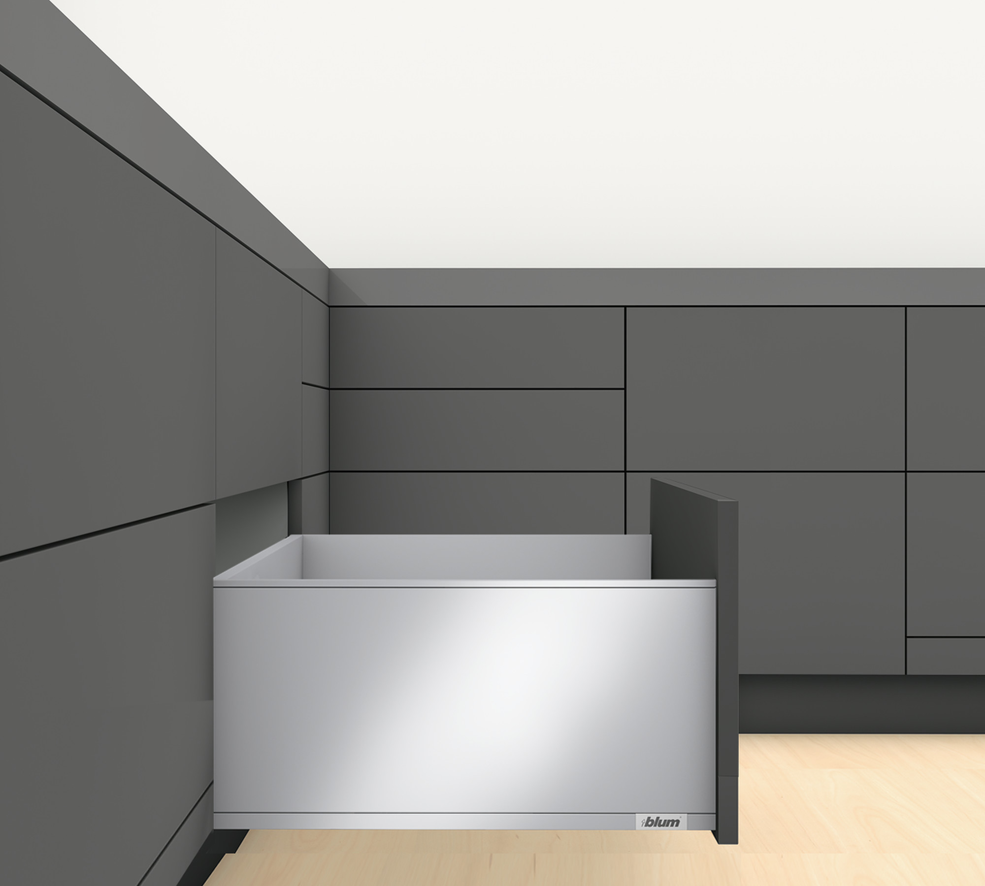 Blum 773F45S0S LEGRABOX 18" L x 9-1/2" H Full Extension Concealed Drawer System Kit Orion Gray Drawer Slides Drawer Systems