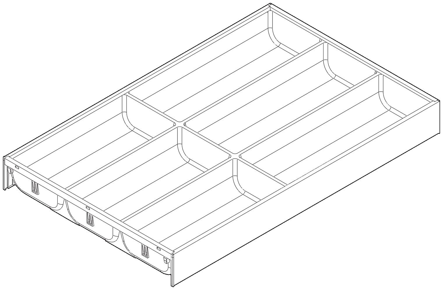 Blum ZC7S500BS3 AMBIA-LINE 20 Inch Flatware Drawer Insert with 6 compartments Matte Orion Grey Storage and Organization Cabinet and Kitchen Organizers