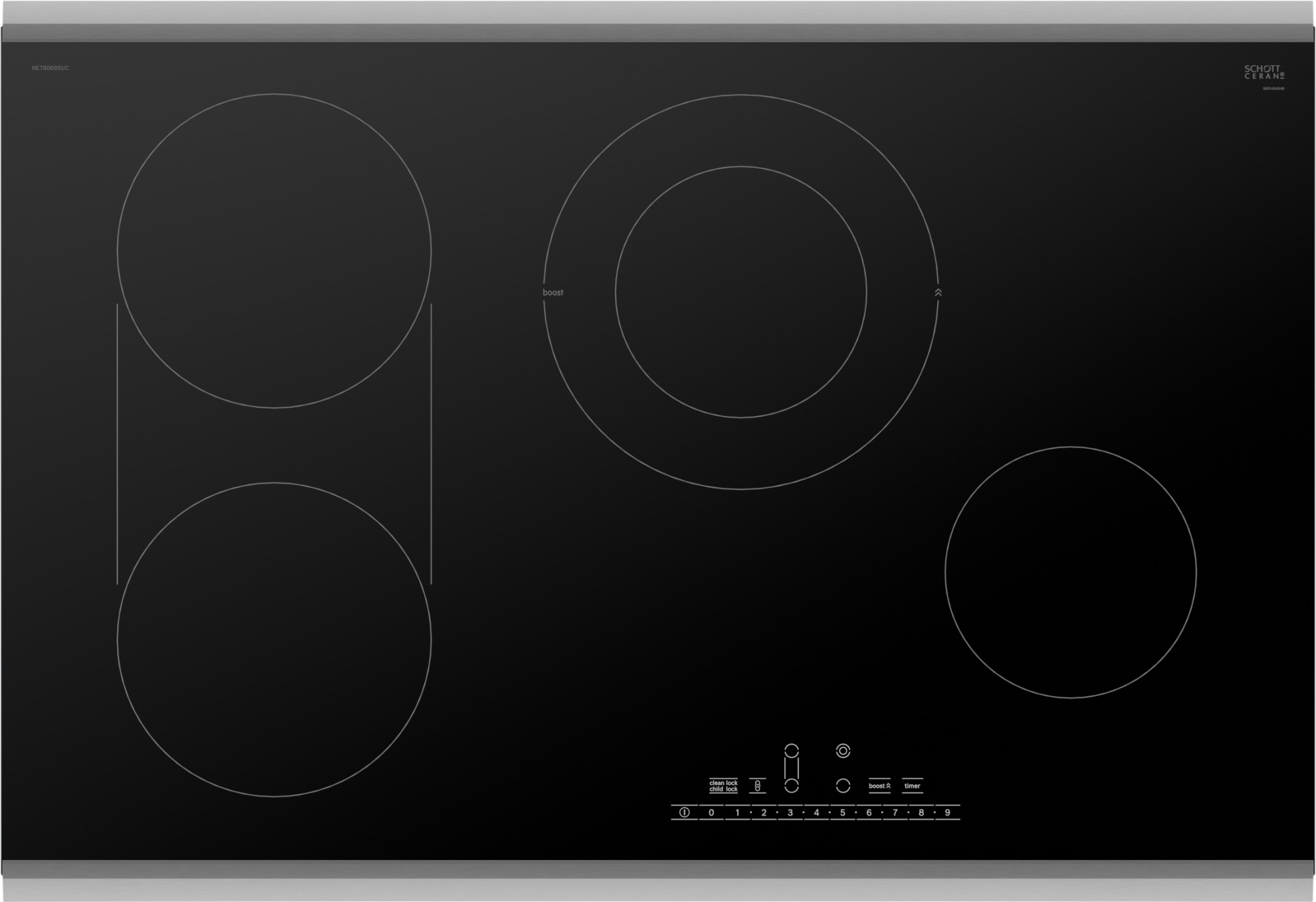 Photos - Hob Bosch NET80UC 800 Series 30 Inch Wide 4 Burner Electric Cooktop with PreciseSelect and SpeedBoost Stainless Steel Cooking Ap 