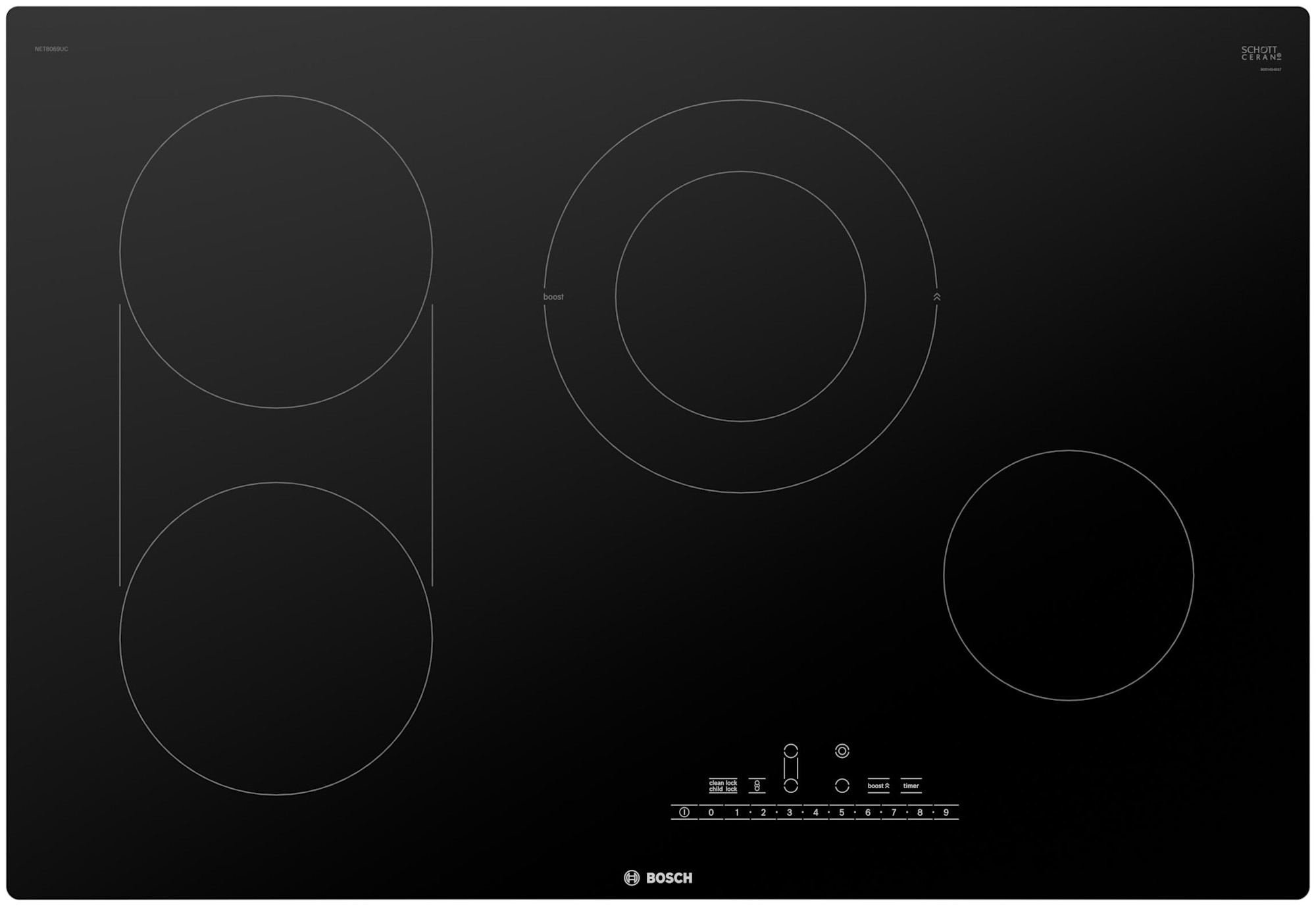 Photos - Hob Bosch NET80UC 800 Series 30 Inch Wide 4 Burner Electric Cooktop with PreciseSelect and SpeedBoost Black Cooking Appliances C 