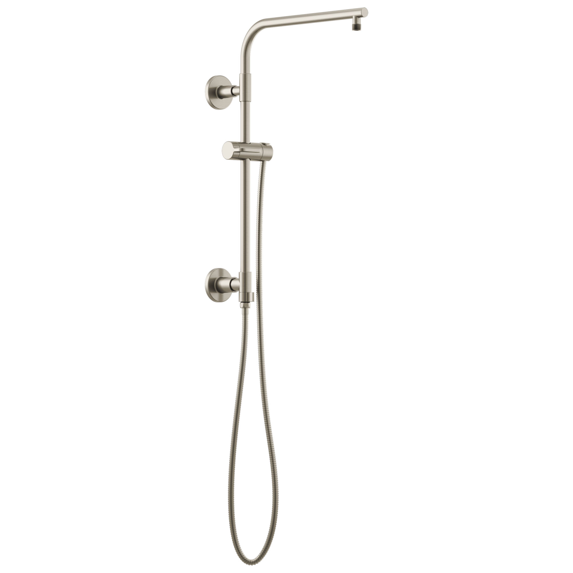 Brizo 80092 Essential Round Shower Column with Hose and Integrated Diverter Luxe Nickel Showers Retrofit Showers Exposed Shower Pipe Risers