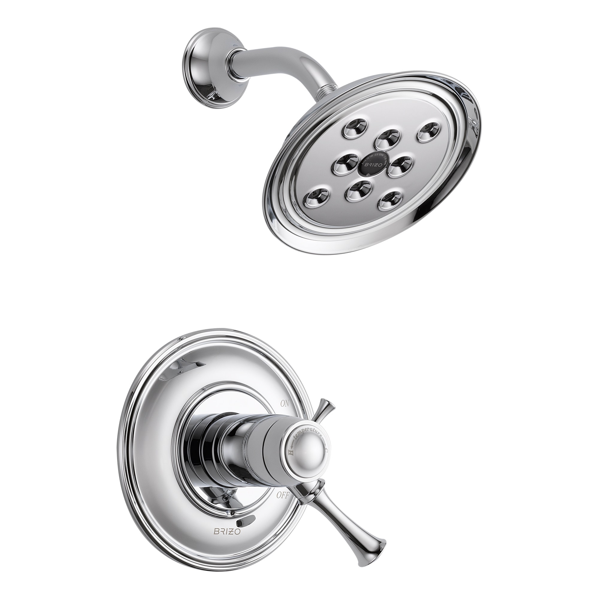 Brizo T60205 Baliza Shower Trim Package with Single Function Shower Head with H2Okinetic and TempAssure Technologies Chrome Showers Shower Only