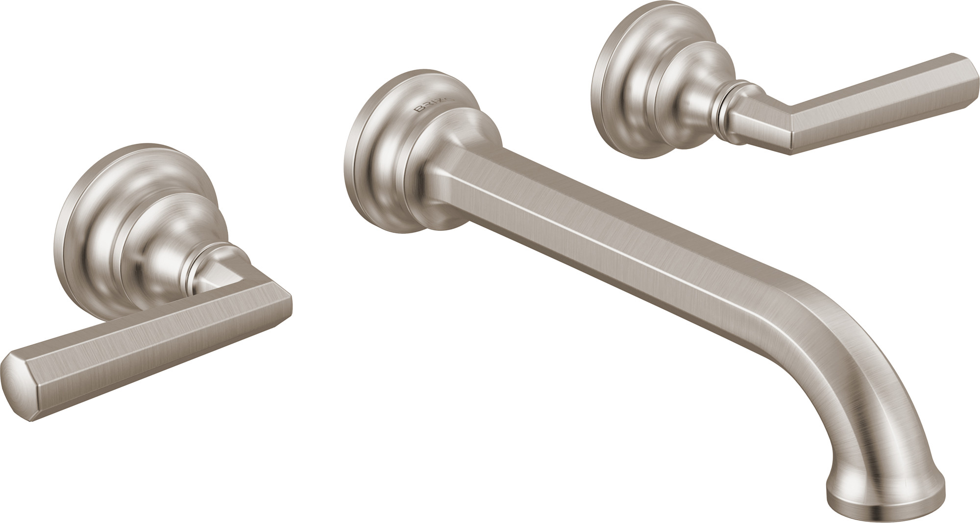Photos - Tap Brizo T65865LF-LHP Beauclere 1.2 GPM Wall Mounted Widespread Bathroom Faucet - Less Drain Handles and Rough In Luxe Nickel F