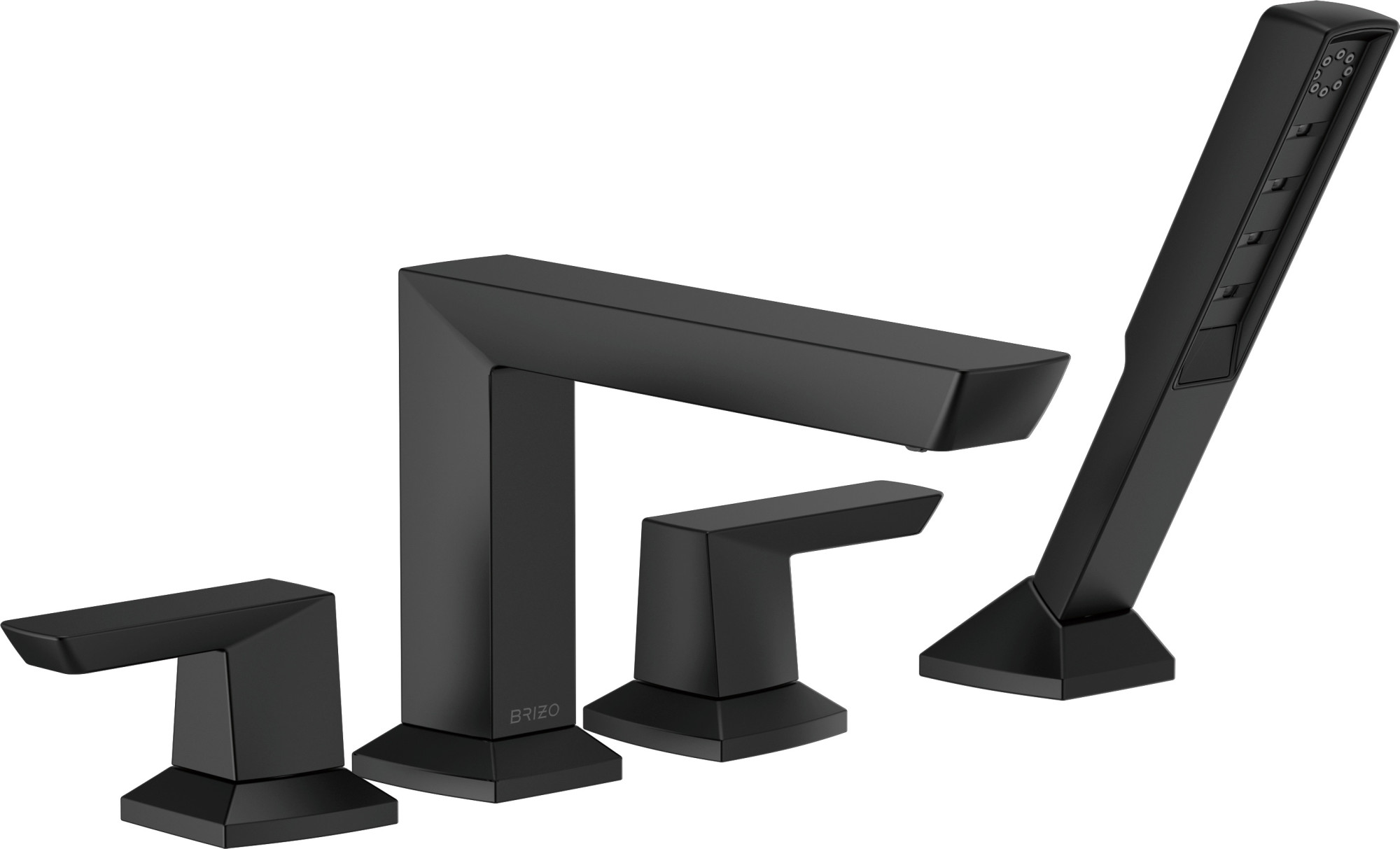 Photos - Tap Brizo T67488 Vettis Deck Mounted Roman Tub Faucet with Lever Handles and Handshower - Limited Lifetime Warranty Matte Black 