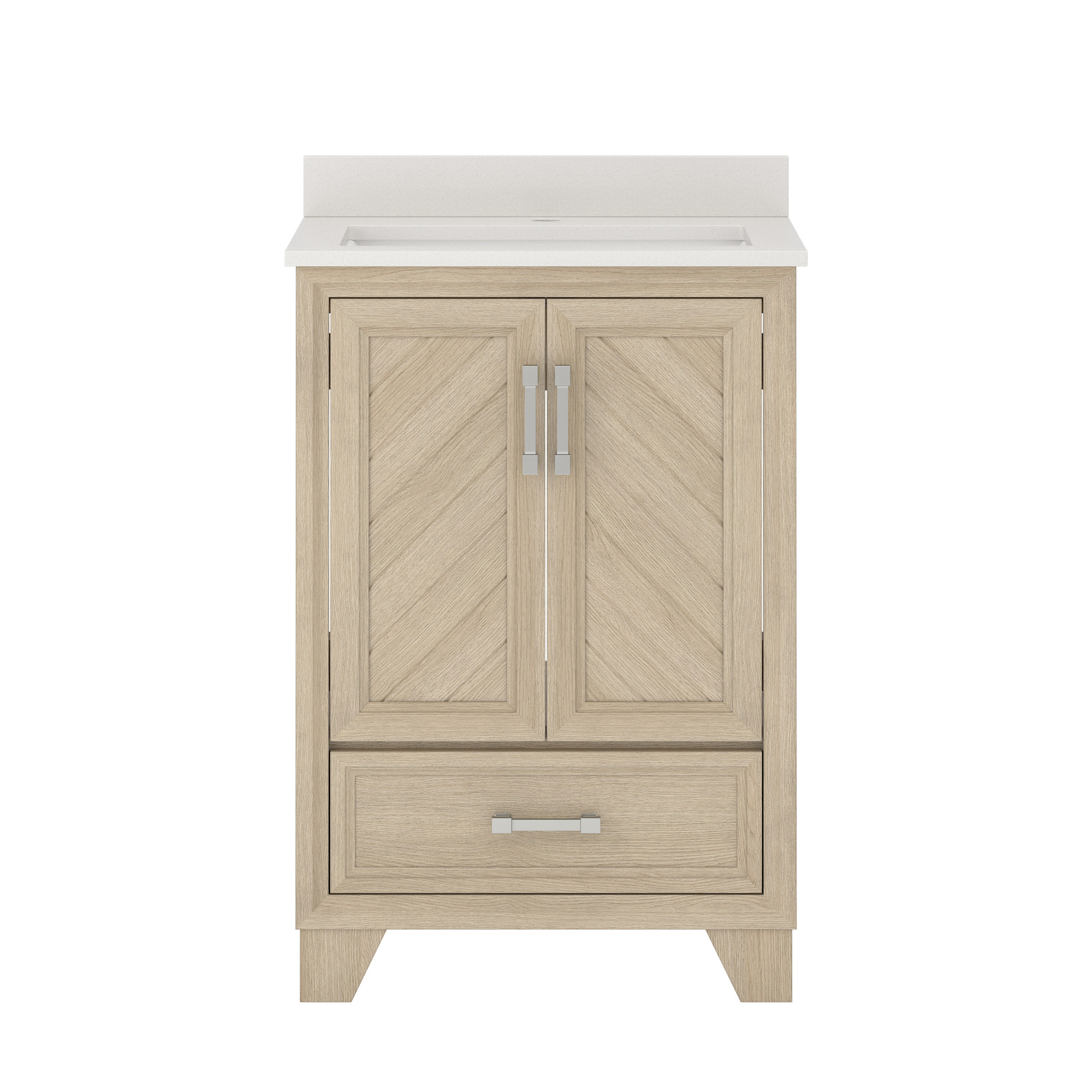 Photos - Washbasin cabinet Craft + MAIN AWVT2419D Ashlow 24" Free Standing Single Basin Vanity Set with Engineered Stone Vanity Top Natural Oak Bathroo 