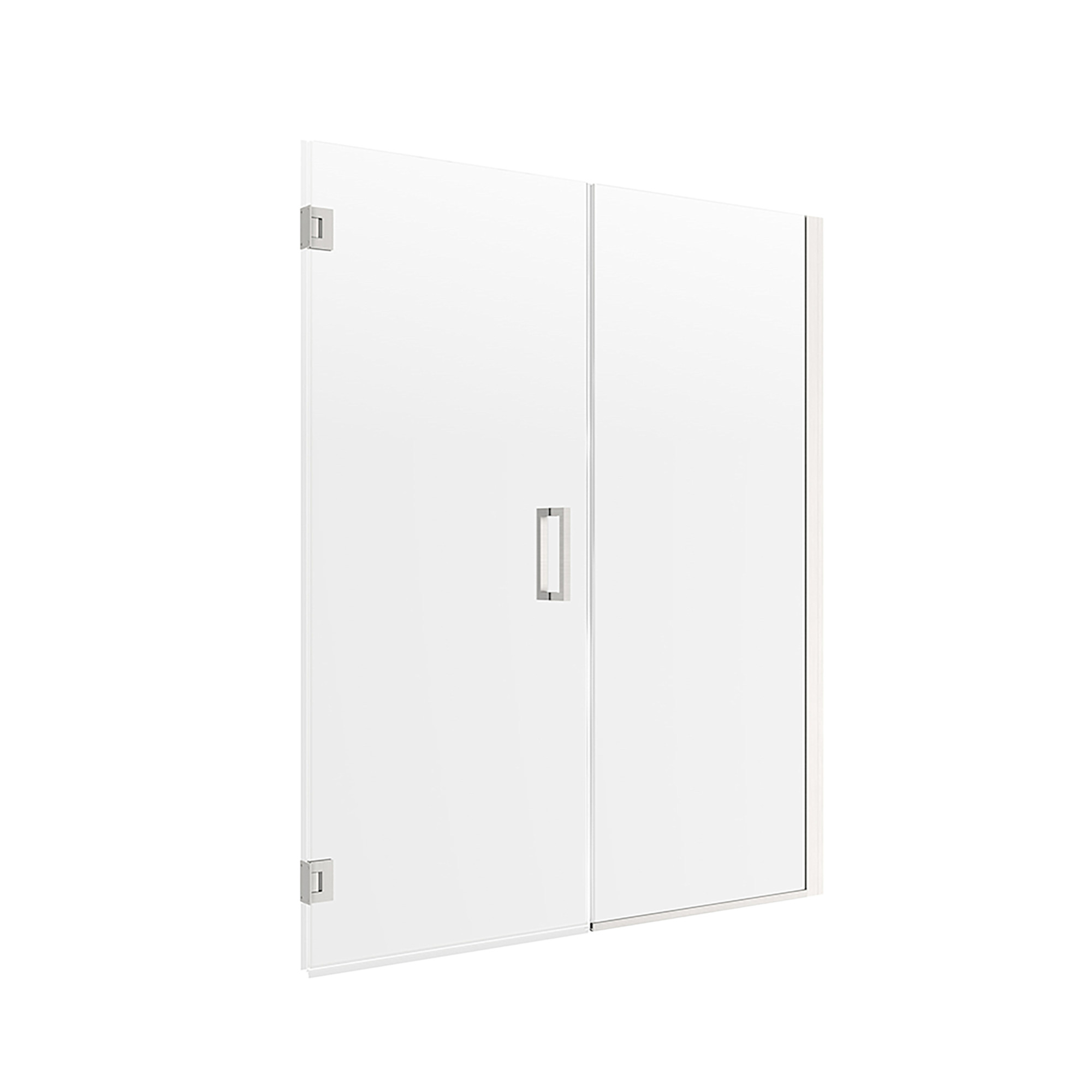 Photos - Shower Screen Miseno CRAFT + MAIN MRHG4874-CL Marina 74" High x 48" Wide Hinged Frameless Shower Door with Clear Glass Brushed Nickel Shower Stal 