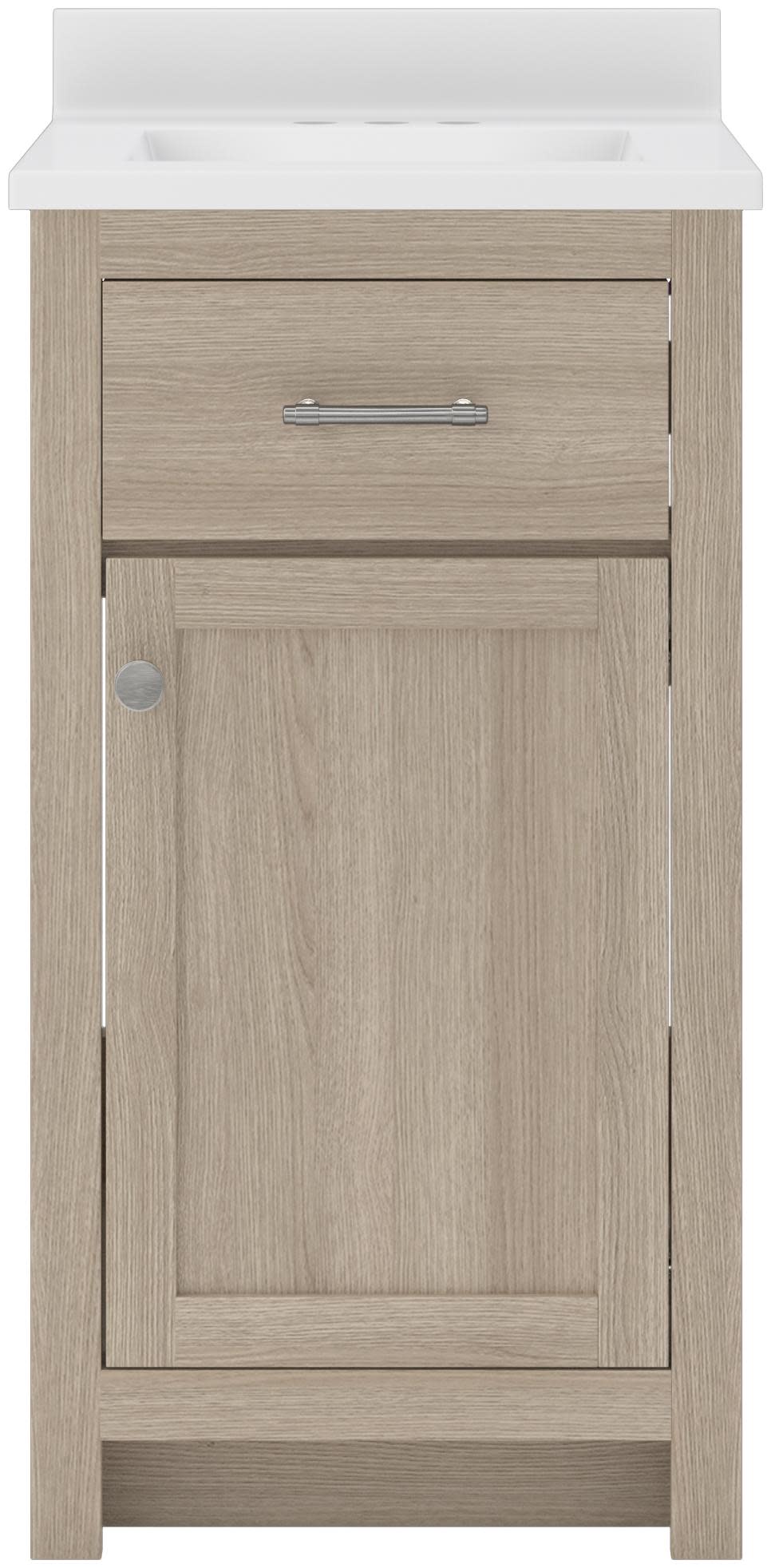 CRAFT + MAIN RSVT1934 Reese 18" Free Standing Single Basin Vanity Set with Cabinet and Cultured Marble Vanity Top Light Oak Bathroom Storage Vanity