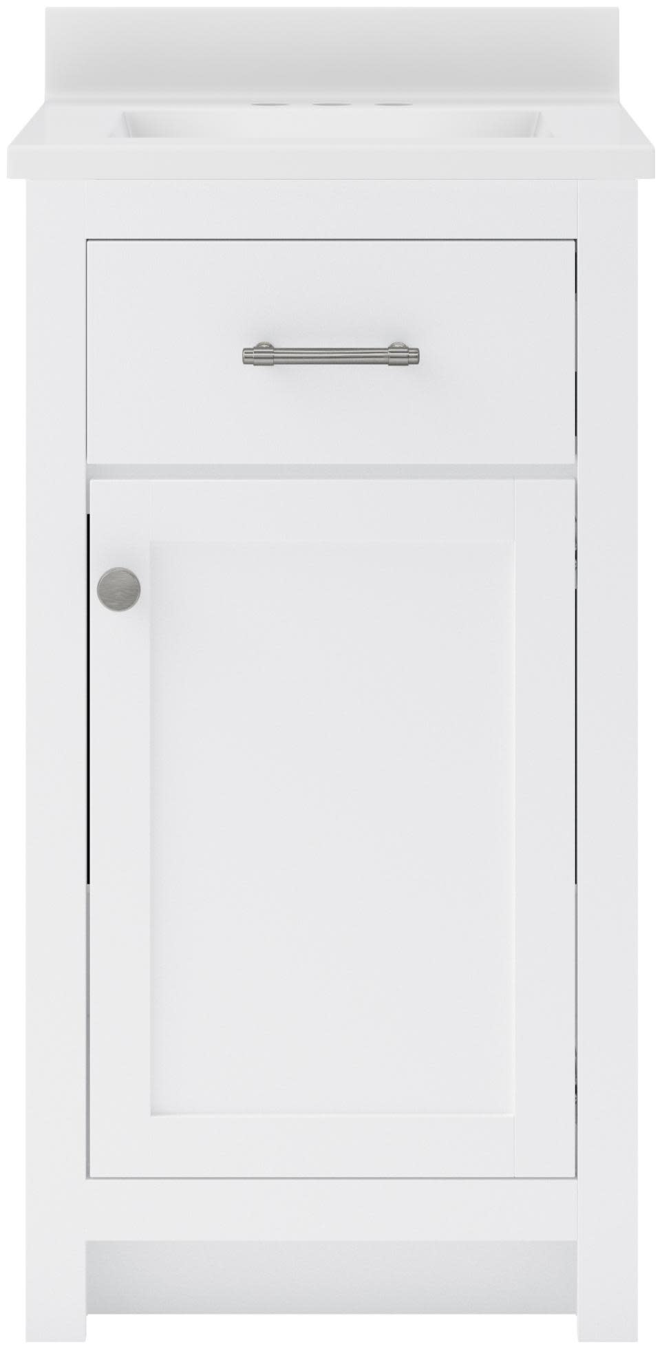 CRAFT + MAIN RSVT1934 Reese 18" Free Standing Single Basin Vanity Set with Cabinet and Cultured Marble Vanity Top White Bathroom Storage Vanity Sets
