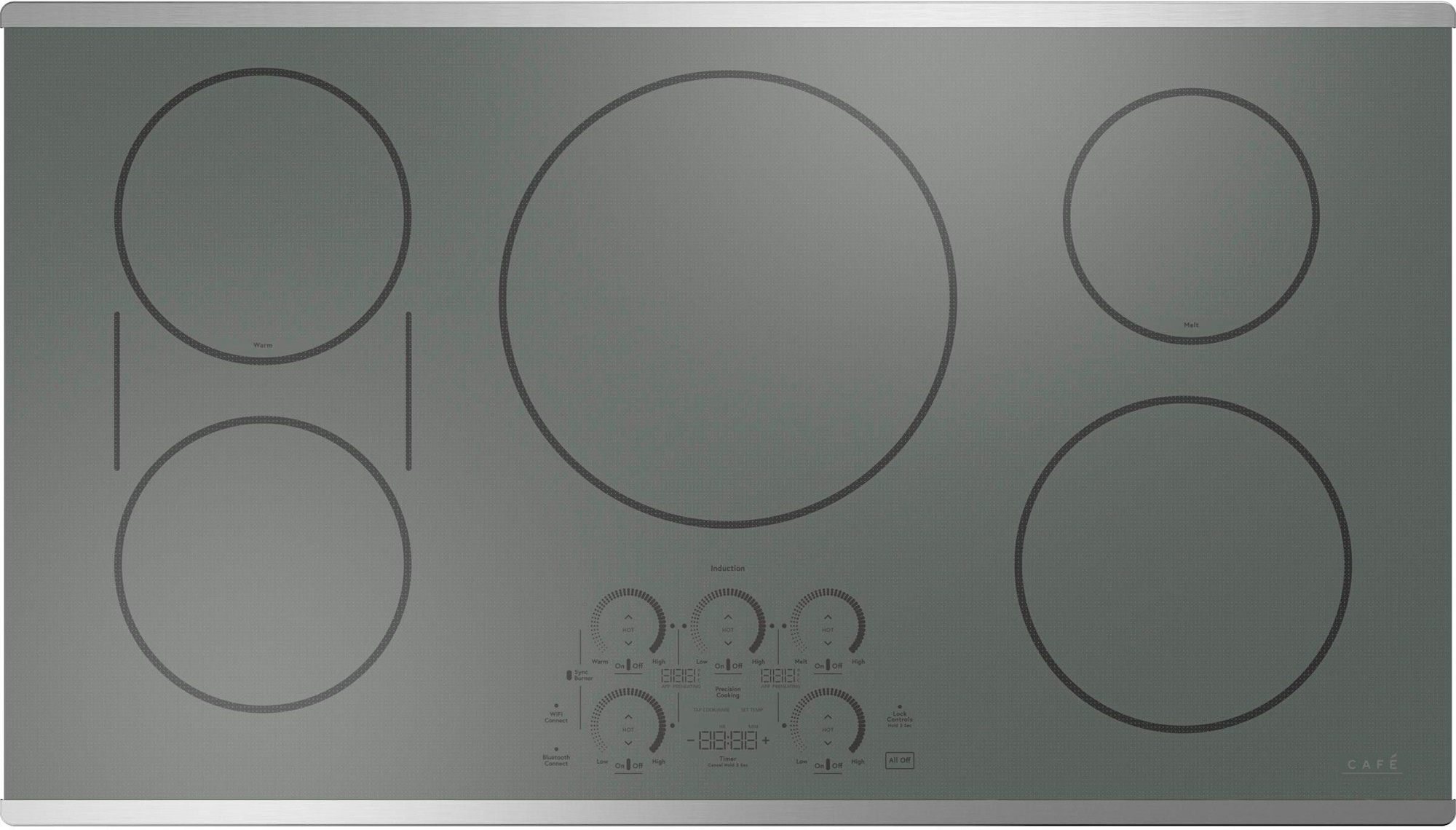 Photos - Hob Inch Cafe CHP9036 36  Wide 5 Burner Induction Cooktop with Built-in Wi-Fi Stainless Steel Cooking Appliances Cooktops Inducti 