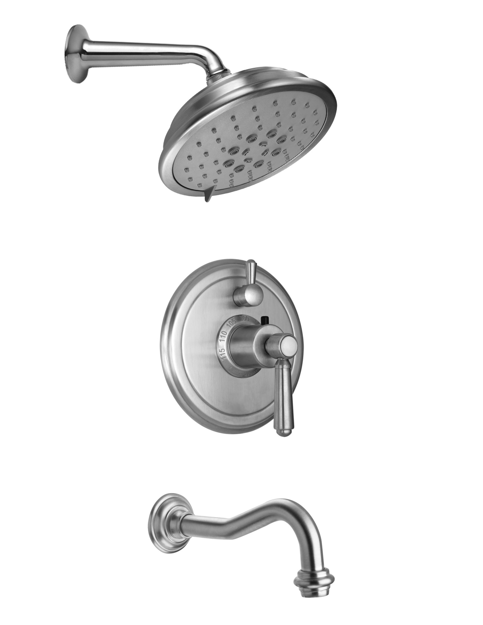 California Faucets KT04-33.18 Montecito Tub and Shower Trim Package with 1.8 GPM Multi Function Shower Head Satin Nickel Showers Tub and Shower