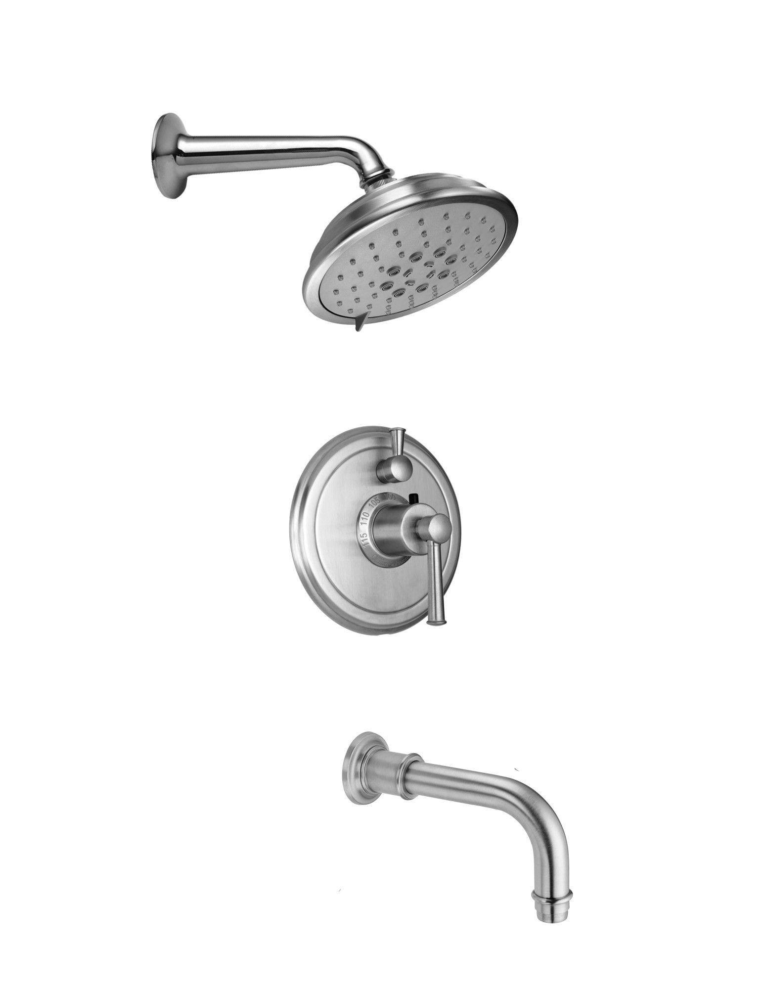 California Faucets KT04-48.18 Miramar Tub and Shower Trim Package with 1.8 GPM Multi Function Shower Head Satin Nickel Showers Tub and Shower