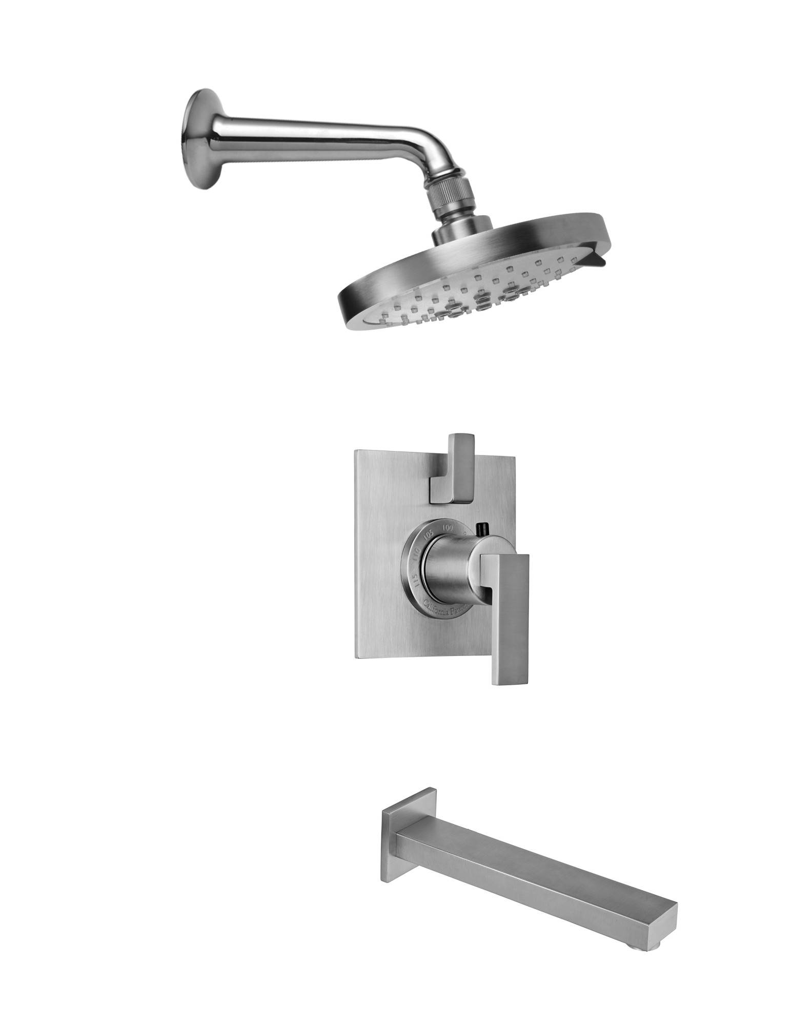 California Faucets KT04-77.18 Morro Bay Tub and Shower Trim Package with 1.8 GPM Multi Function Shower Head Satin Nickel Showers Tub and Shower