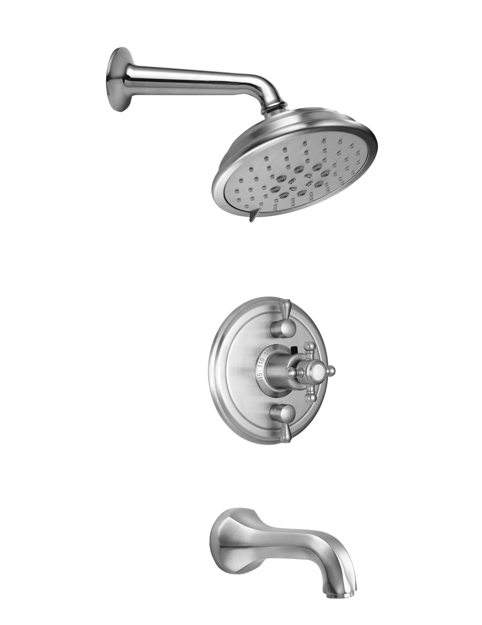California Faucets KT05-47.25 Monterey Tub and Shower Trim Package with 2.5 GPM Multi Function Shower Head Satin Nickel Showers Tub and Shower