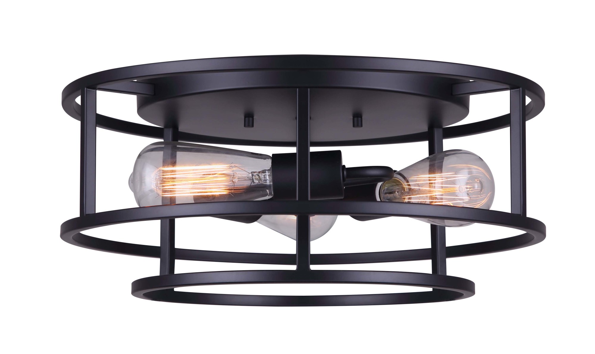 Photos - Chandelier / Lamp Luca lighting Canarm IFM757A16 Luca 3 Light 16" Wide Flush Mount Drum Ceiling Fixture Black Indoor Lighting Ceiling Fixtures Flush Mount I 