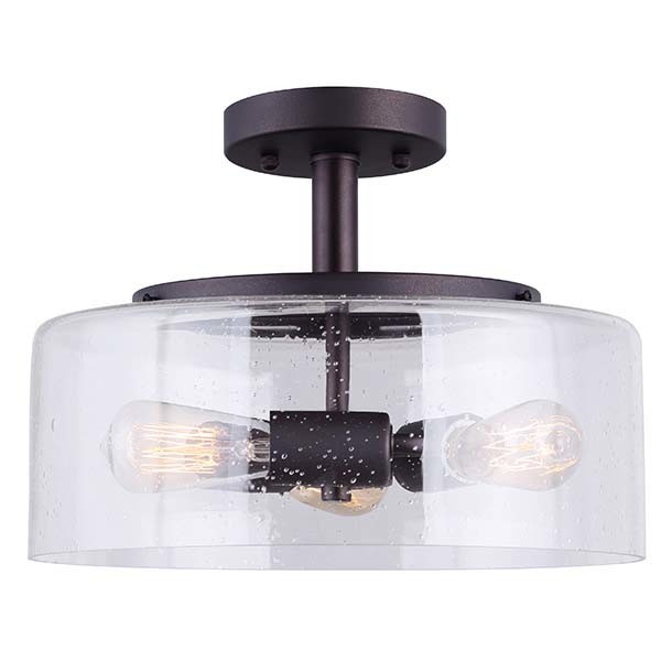 Photos - Chandelier / Lamp Nash Canarm ISF633A03  3 Light 13" Wide Semi Flush Drum Ceiling Fixture Oil Rubbed Bronze Indoor Lighting Ceiling Fixtures Se 